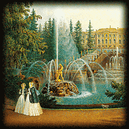 В. Садовников. Большой каскад и Большой дворец в Петергофе. 1845