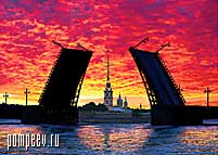 Photos of St Petersburg. White nights. The Palace Bridge. The Peter and Paul Fortress