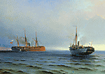 И.К. Айвазовский. Захват пароходом «Россия» турецкого военного транспорта «Мессина» на Чёрном море 13 декабря 1877 года. 1877