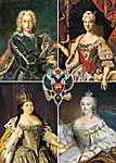 Император Петр II, императрица Анна Иоанновна, император Иоанн VI, императрица Елизавета Петровна